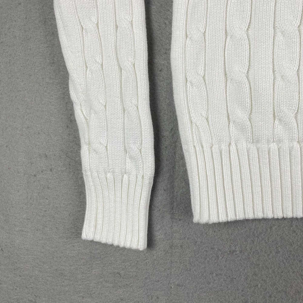 Polo Ralph Lauren Womens Cable Knit Long Sleeve Sweater White Small Preppy pony - Picture 7 of 16